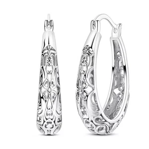 Ohrringe für Damen 925 Sterling Silber Mode Geometrisch Rund Kreis U-Form - Bild 1 von 4