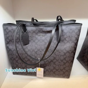 Neu mit Etikett Coach City-Tasche aus charakteristischem Canvas CV976 metallisch/anthrazit/schwarz - Bild 1 von 8