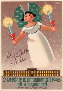 AK DRESDEN 2. Dresdner Weihnachtsmesse 1946, Striezelmarkt, Stadthalle Nordplatz - Picture 1 of 1
