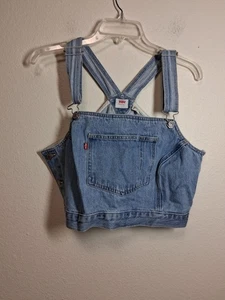 Gilet crop top Levi's stile completo denim blu jeans donna taglia large nuovo con etichette - Foto 1 di 5