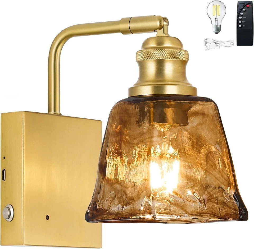 Arandela com controle remoto, regulável sem fio âmbar quadrado recarregável Touch Con - Imagem 1 de 4