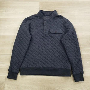 Faherty Epic Quilted Fleece Pullover Men's Size Small Blue Flap Pocket 1/4 Snap - Picture 1 of 11
