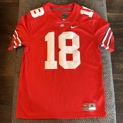 Camiseta de fútbol americano Ohio State Buckeyes para hombre mediana cosida roja Harrison Jr #18 Foto 1 de 4