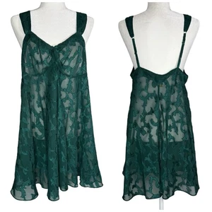 Vintage 80s/90s Victoria Secret L Gold Label Satin Chemise Babydoll Slip Dress - Picture 1 of 8