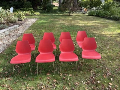 8 стульев Kartell Stackable MAUI от Vico Magistretti красные.  Продается как набор из 8 - Изображение 1 из 4