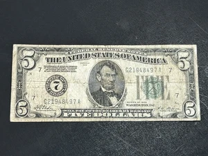 1928 $5 Federal Reserve Note US Bill LOW Shipping!!! - Picture 1 of 2