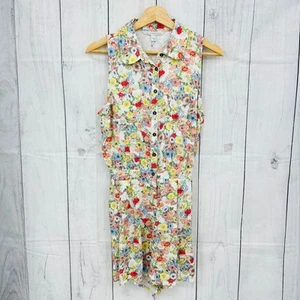 NEW LC Lauren Conrad SMALL Cream Floral Romper Sleeveless Button Up Front - Picture 1 of 13