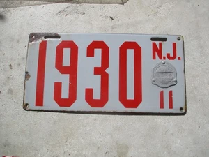 New Jersey 1911 Porzellan Nummernschild # 1930 - Bild 1 von 1