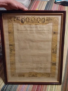 Vintage Declaration Of Independence 1776 Framed Dietz Printing Co. - Picture 1 of 7