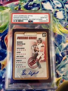 2024 BAKER MAYFIELD OPTIC PASSING GRADE AUTO PURPLE STARS /25 PSA 10 - Picture 1 of 5