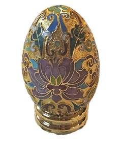 Cloisonné Lotus Ei Franklin Mint Sammler Schatzkammer Eier Vintage 1988 mit Ständer - Bild 1 von 4