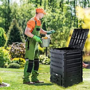 120 Gallon Outdoor Compost Bin Compost Barrel Black Lightweight Garden TAUS