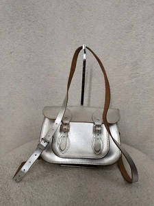 Cambridge Satchel Women Purse Medium Silver Leather 11 Inch Batchel Crossbody - Picture 1 of 23