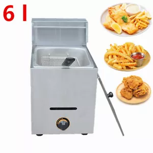 ✅Kommerzielle Fritteuse Flüssiggas Fritteuse 6L Edelstahl Upgrade 200°C 2800Pa - Picture 1 of 9
