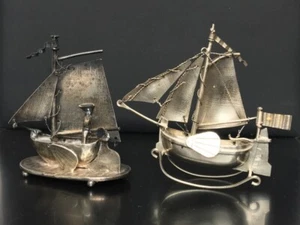 ZWEI 925ER STERLINGSILBER SEGELBOOT MINIATUREN - Bild 1 von 12