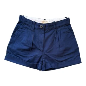 NEW Crewcuts Girls' Pleated Twill Shorts Adjustable Waist Cuffed Hem Navy Size 7 - Picture 1 of 5
