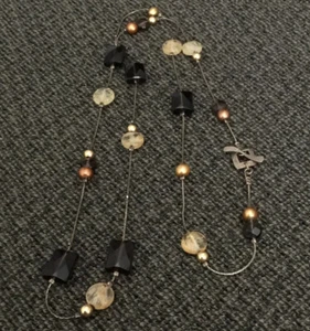 Vintage Homemade Pearl and Glass Bead 925 Station Necklace 32” - Picture 1 of 4