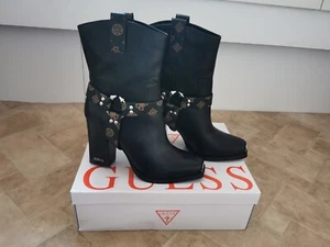Nuevas Botas de Tacón Alto GUESS Flavia Negro con Logotipo Tachón Vaquero - Imagen 1 de 13