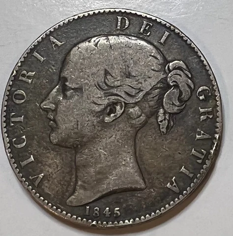 1845 Great Britain Silver Crown, Queen Victoria Cover