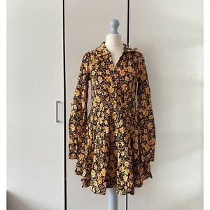 Free People Marvelous Mia Mini Dress Size 0 UK 4 Corduroy Floral Button Up - Picture 1 of 12