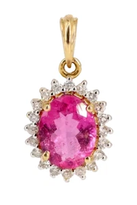 0.52ct Natural Round Diamond 14K Yellow Gold Ruby Anniversary Wedding Pendant - Picture 1 of 4
