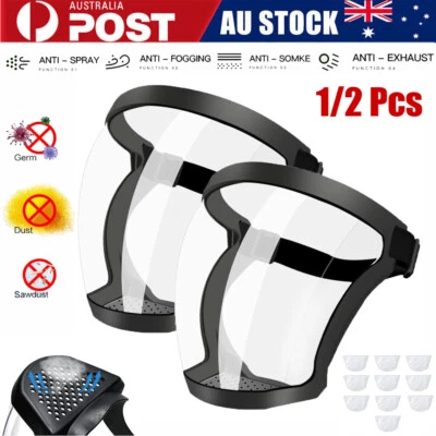 Unisex Anti Fog Protective Full Face Shield Reusable Transparent Clear Dust Mask - image 1 of 4