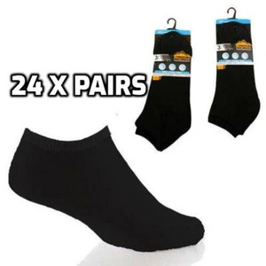 24 X Paia Calze Allenatore Nero Caviglia Uomo 6-11 Cotone Ricco Sport Sottili Cool - Foto 1 di 2