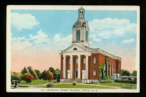 Fraternal Organization postcard Masons Masonic Temple Chapel Utica, New York NY - Picture 1 of 2