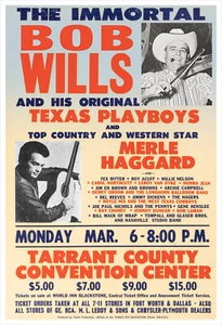 Bob Wills e Merle Haggard - stampa poster concerto - Foto 1 di 2