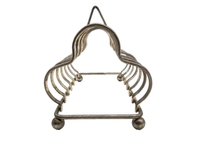 Antiguo plato de plata eduardiano 6 ranuras estante para tostadas servilleta Art Deco correo de bola AN11 Foto 1 de 4