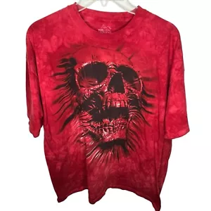 The Mountain T-Shirt Skull Print Herren XL Tie Dyed Rot Selten - Bild 1 von 6