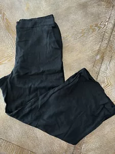 Old Navy Black Linen Blend Pants Sz 12Tall Elastic Waist 34” Inseam 28” Pockets - Picture 1 of 6