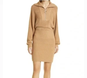 Staud Caramel Tan Brown Kirby Knit Sweater Dress, Size XL - Picture 1 of 8