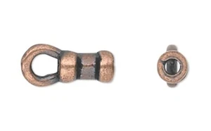 Crimp End, 4 Antiqued Copper Plated Pewter 4x2mm Crimp Tubes with Loop 1mm ID - Picture 1 of 3