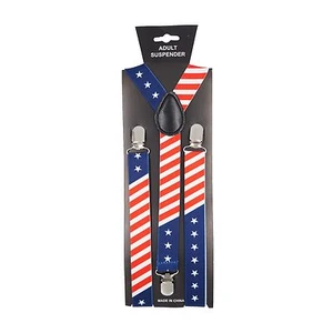 USA American Flag Adjustable Elastic Stars and Stripes SUSPENDERS Red White Blue - Picture 1 of 1