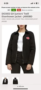 DICKIES Girl Juniors' Twill Eisenhower Jacket - J4000BD Size Large - Picture 1 of 6