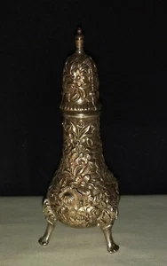S Kirk & Son Repousse Sterling Silver 3 Footed 4 3/4" Shaker Mint 3 Available - Picture 1 of 5