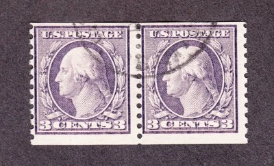US 456 3c Washington Used Pair F-VF SCV $650 - Image 1 of 2