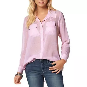 luftige Chiffon Bluse Gr.32/34 XS TRANSPARENT Kravatten-Muster ROSA WEIß Pastell - Bild 1 von 1
