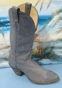 Womens JUSTIN Western Cowboy Gray Riding Leather BOOT SIZE 7.5 D 7521 - Picture 1 of 10