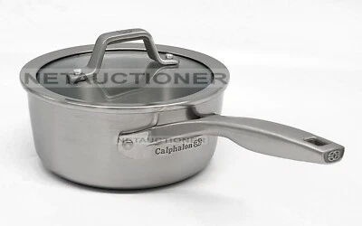 New CALPHALON Premier 3 Layer Stainless Steel 1.5 Qt Saucepan & Lid Professional - Image 1 of 4