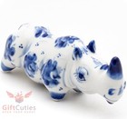 Rhinoceros Gzhel porcelain figurine rhino handmade