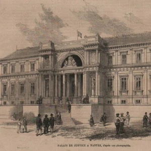 Nantes Palais justice Londres Course Tamise Université - Gravure de presse 1865 - Picture 1 of 2