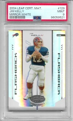 2004 LEAF CERTIFIED MIRROR WHITE #129 JIM KELLY PSA 9 MINT /150 POP 1 RAVENS - Image 1 of 2