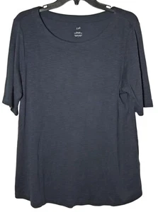 T-shirt donna J. Jill blu Pima Slub manica a gomito taglia grande casual morbida comoda top - Foto 1 di 7