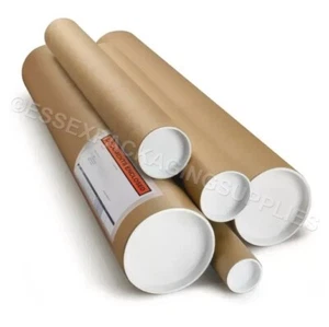 POSTAL TUBES A2 WITH END CAPS CYLINDER MAILING TUBES STRONG CARTON 50/76MM - Picture 1 of 4