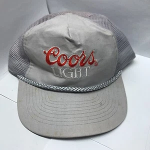 Coors Light Beer Gray Rope Hat Cap Vintage Style Trucker Sewn On Embroidered - Picture 1 of 6
