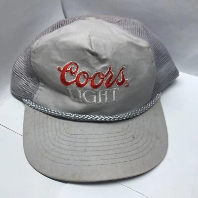 Gorra Coors Gris Cerveza Claro Cuerda Estilo Vintage Camionero Cosida Bordada Foto 1 de 4