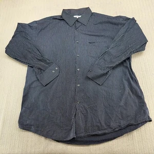 Alex Cannon Shirt Mens 2XL XXL Blue White Striped Button Up Down Long Sleeve - Picture 1 of 9