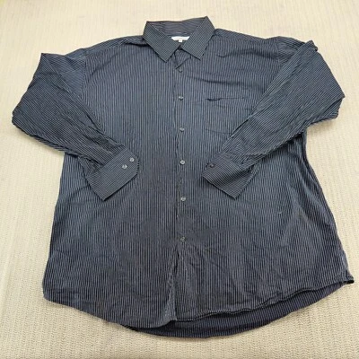 Camisa Alex Cannon Para Hombre 2XL XXL Azul Blanco Rayas Abotonada Manga Larga Foto 1 de 4